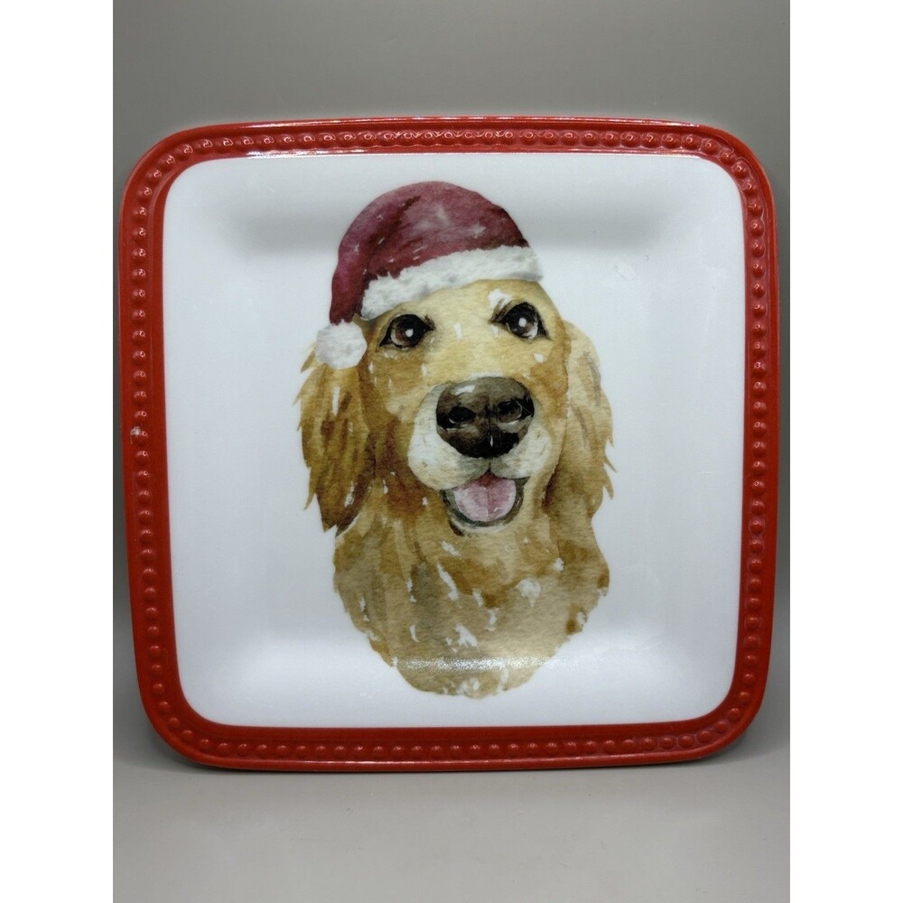 Cynthia Rowley Christmas Dog Square Appetizer Plate 6inch Replacement